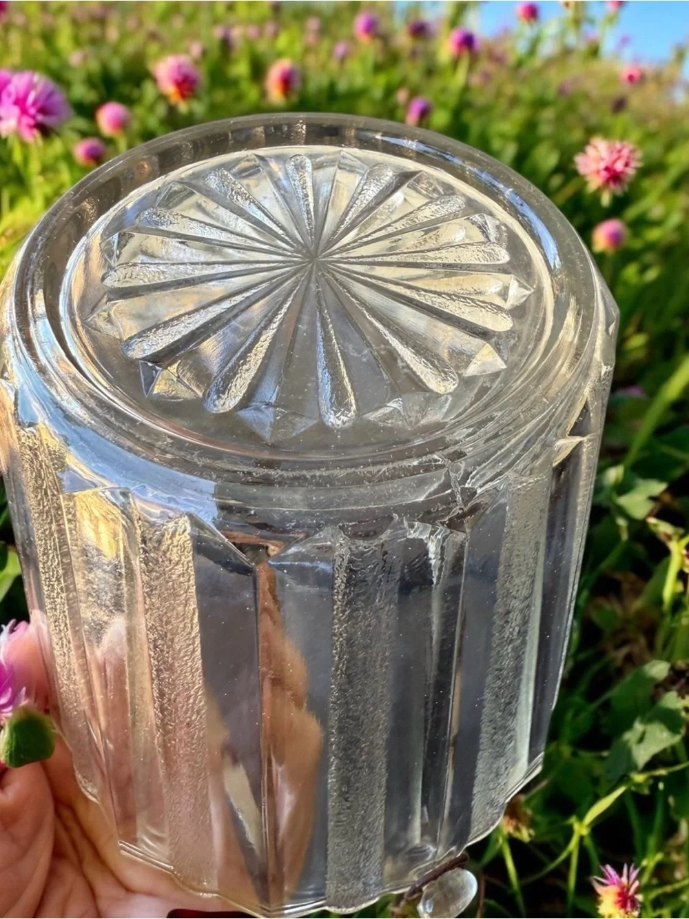 Mid-Century Modern (MCM) glass ice bucket produced by the Heller Glass Company